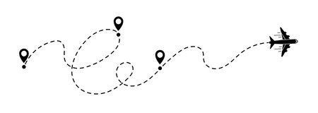 Aircraft flight route Plane vector illustration