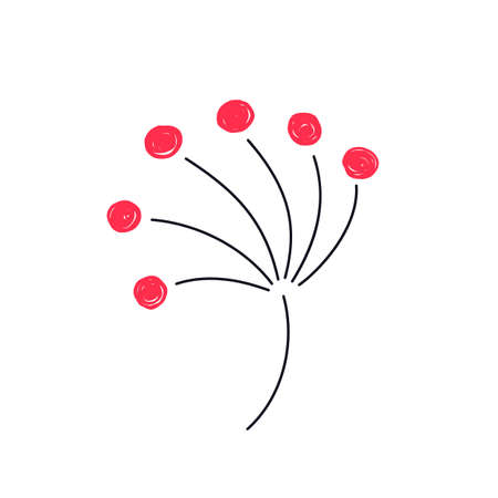 Rowan sprig with red berries and no leavesのイラスト素材