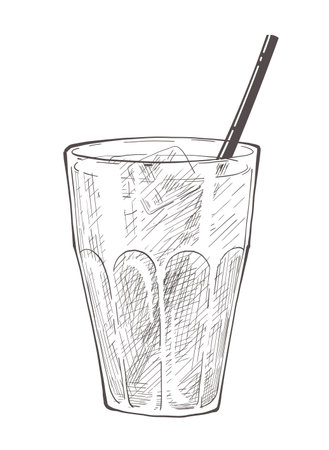 Hand drawn drink glass vector.のイラスト素材