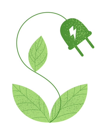 Electric wire as plant symbol of green energyのイラスト素材