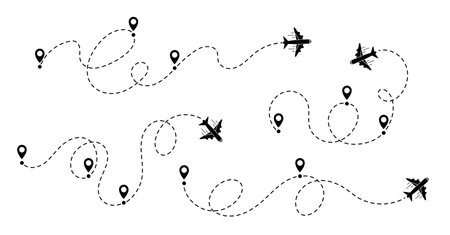 Aircraft flight route Plane vector illustrationのイラスト素材