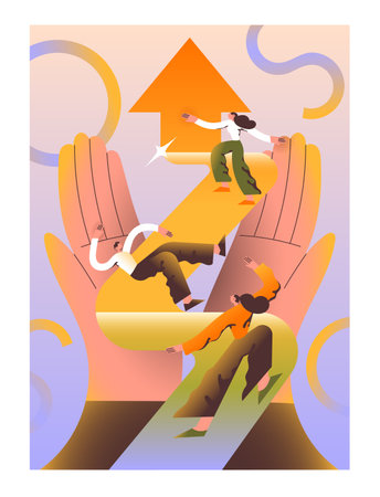 Growth and development of business activity of peopleのイラスト素材