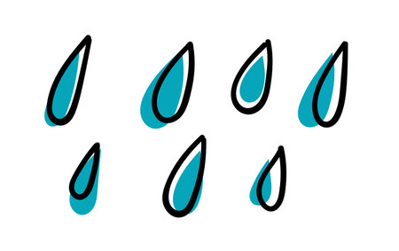 Abstract doodle drops, rain. Hand drawnのイラスト素材