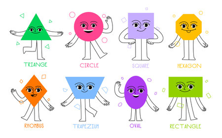 Geometric figures with face emotionsのイラスト素材