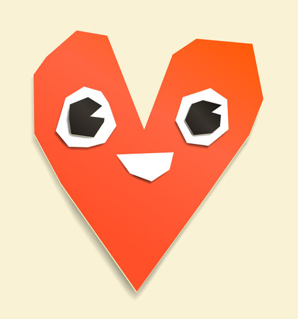 Heart cut out of paper with a faceのイラスト素材