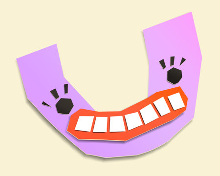 Arc cut out of paper with a faceのイラスト素材