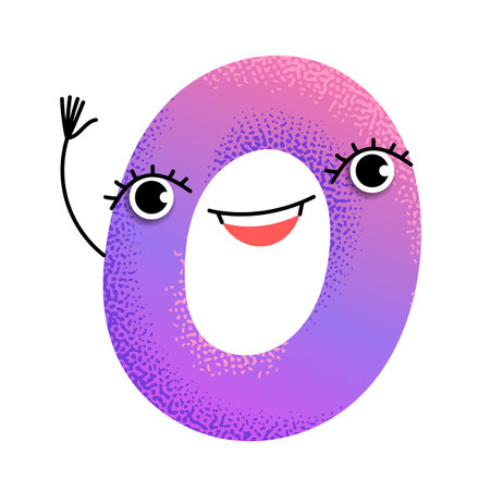 Multicolored textured figure 0 with faceのイラスト素材