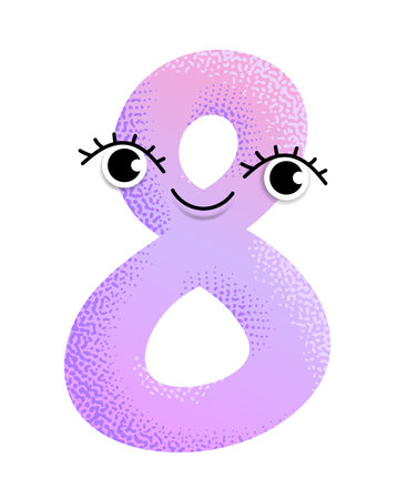 Multicolored textured figure 8 with faceのイラスト素材