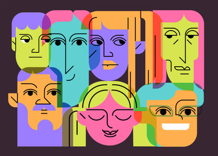 Stylized creative portraits of peopleのイラスト素材