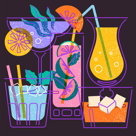 Cocktail glasses drinks vector illustrationのイラスト素材