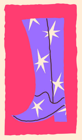 High cowboy boot with stars vector illustrationのイラスト素材