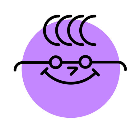 Round face expressing emotion. Smart, cleverのイラスト素材