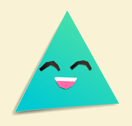 Paper triangle cut out of paper with a faceのイラスト素材