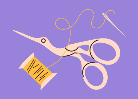 Sewing kit Scissors thread needleのイラスト素材