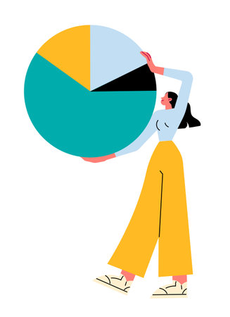 Woman holding a chart, statistical dataのイラスト素材