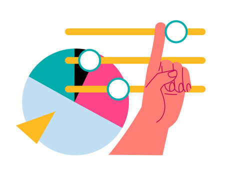 Fingers point to points on the chartのイラスト素材