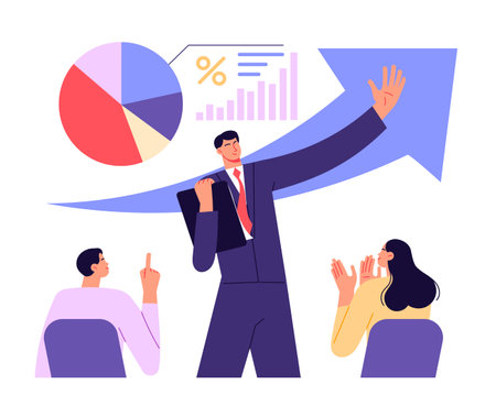 Speaker makes a presentation at a business seminarのイラスト素材