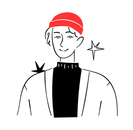 Portrait of teenager in beanieのイラスト素材