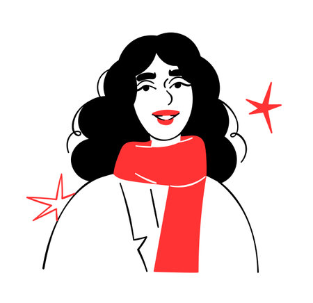 Portrait of a woman with a scarfのイラスト素材