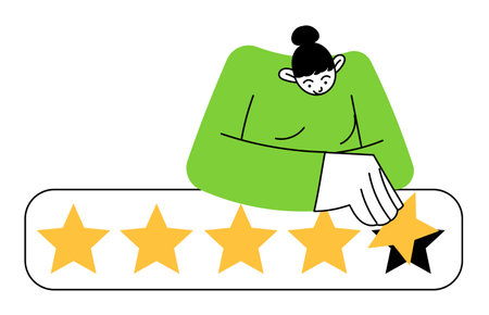 User gives a five-star rating to the serviceのイラスト素材