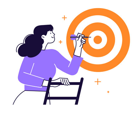 Woman takes aim at a shooting targetのイラスト素材