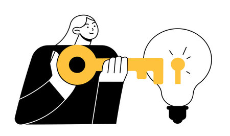Woman with a key and an ideaのイラスト素材