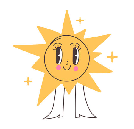 Sun icon characte face vector illustrationのイラスト素材