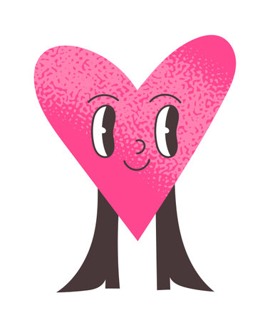 Heart icon characte face vector illustrationのイラスト素材