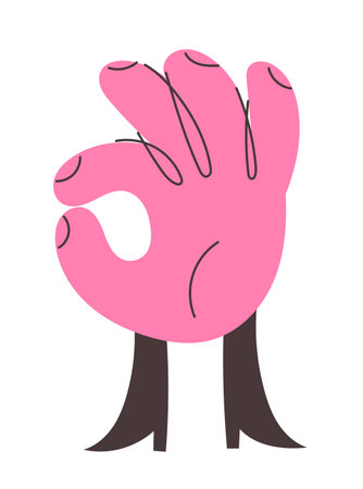 Ok hand icon characte face vector illustrationのイラスト素材