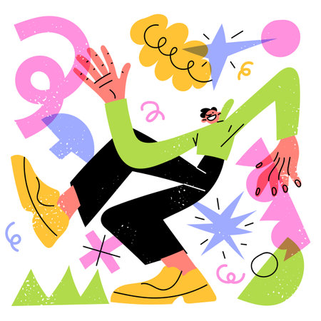 Happy man dancing celebrating vector illustrationのイラスト素材