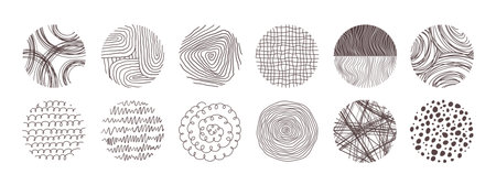 Patterns, ornaments, textures in circlesのイラスト素材