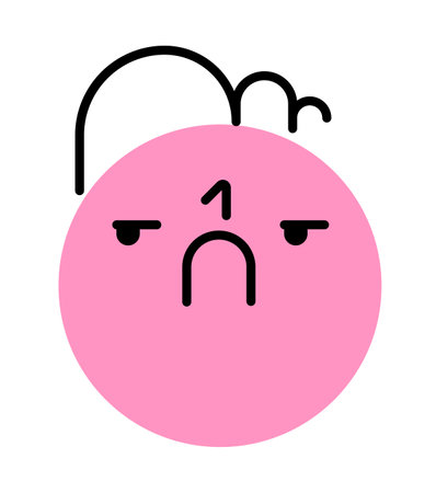 Round face expressing emotion. Resentment, offenseのイラスト素材