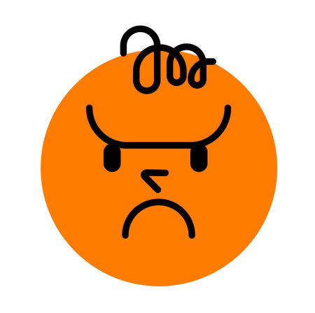 Round face expressing emotion. Angryのイラスト素材