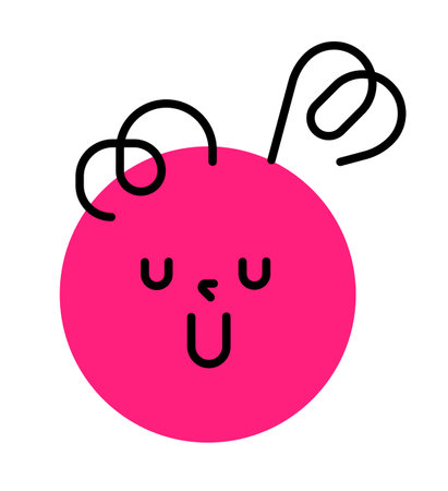 Round face expressing emotion. Smile, joy, pleasureのイラスト素材