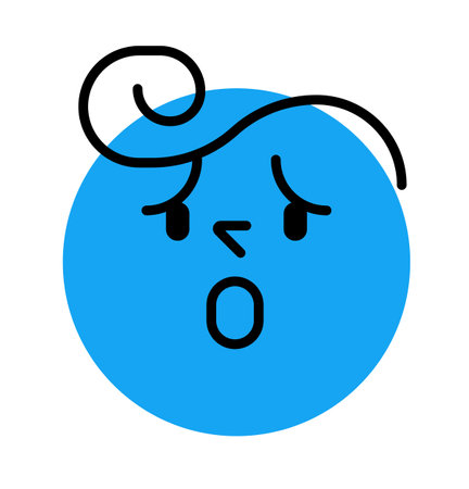 Round face expressing emotion. Concerned, hurt, frightenedのイラスト素材