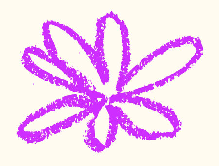 Flower chalk style wax crayons Hand drawn Children drawingのイラスト素材