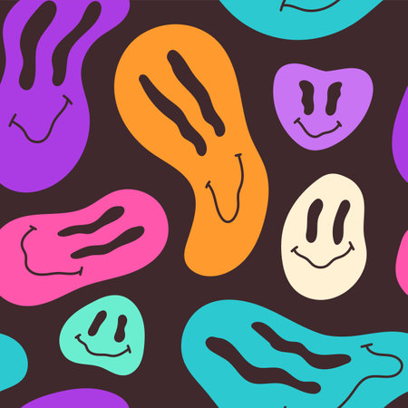 Seamless pattern with distorted facesのイラスト素材