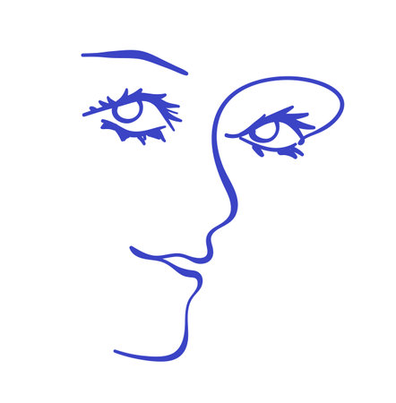 Continuous one line drawing abstract faceのイラスト素材
