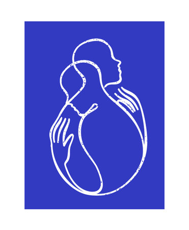 People embracing are drawn in one lineのイラスト素材
