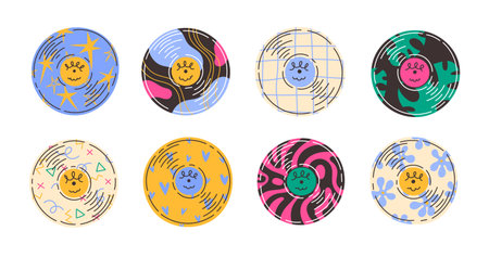 Set of colorful vinyl recordsのイラスト素材