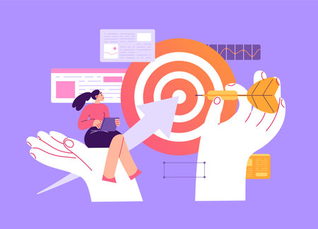 Woman manager achieves her goal using hired laborのイラスト素材