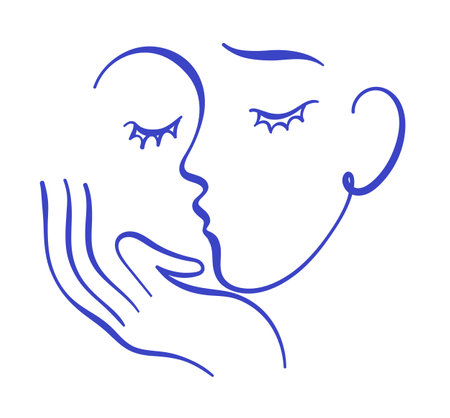 Continuous one line drawing abstract faceのイラスト素材