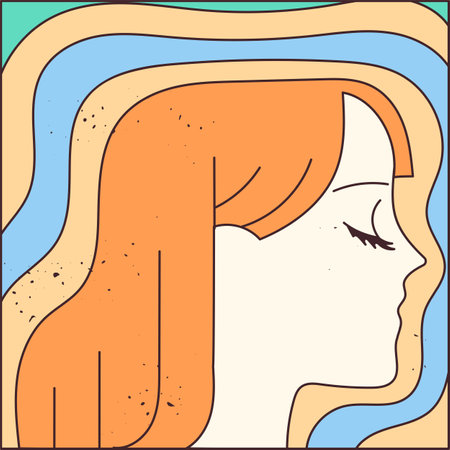 Woman with closed eyes, female portraitのイラスト素材