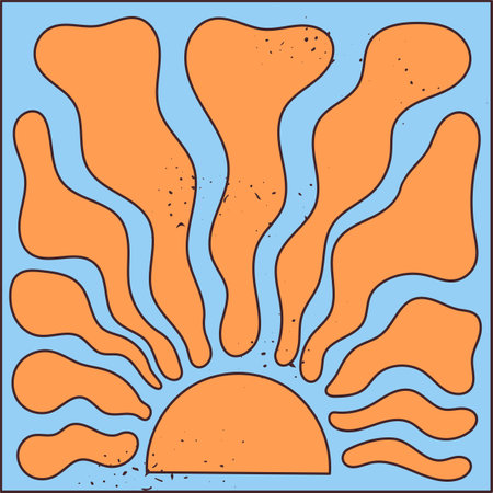 Sunset or sunrise, the sun with undulating raysのイラスト素材