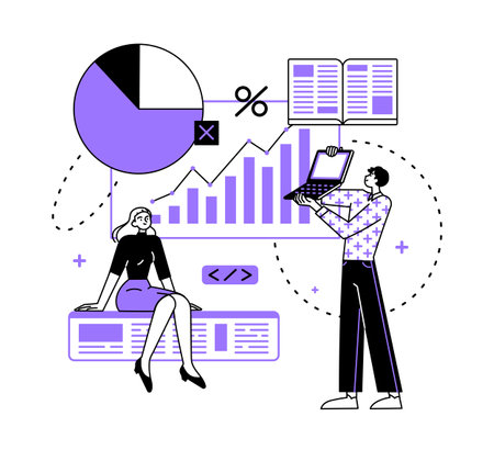Business people work researching analyzingのイラスト素材