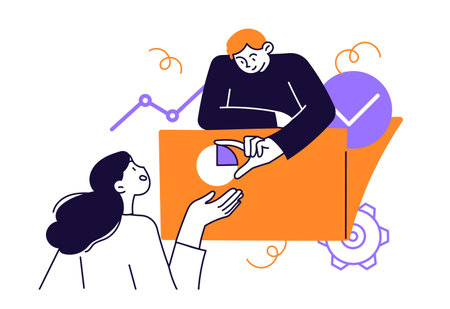 Data management concept documents folder with peopleのイラスト素材