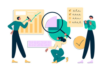 People searching for creative solutions. Teamwork business, puzzleのイラスト素材