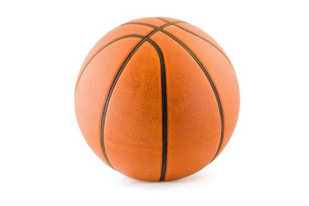 An orange basketball isolated on white with clipping path.の写真素材