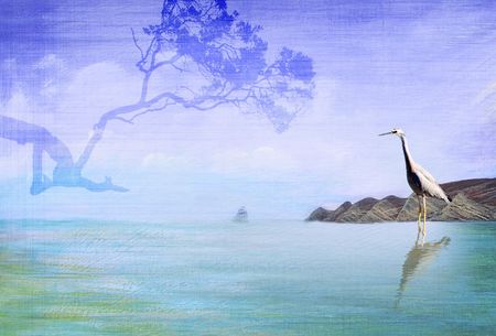 photo manipulation - photos and painting are owned by the artistの写真素材