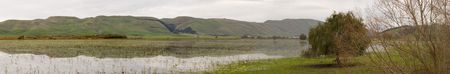 Flooded paddocks in Autumn. Hawke's Bay, New Zealandの写真素材